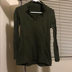 Lululemon 1/4 zip olive green running jacket